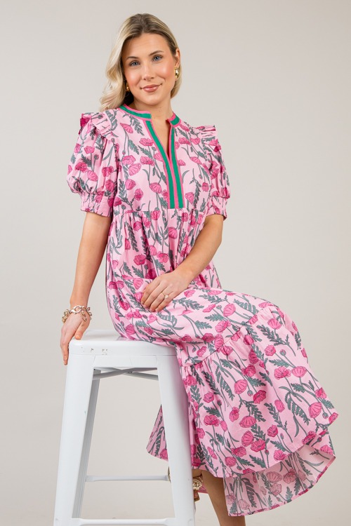 Ellen Floral Midi, Pink