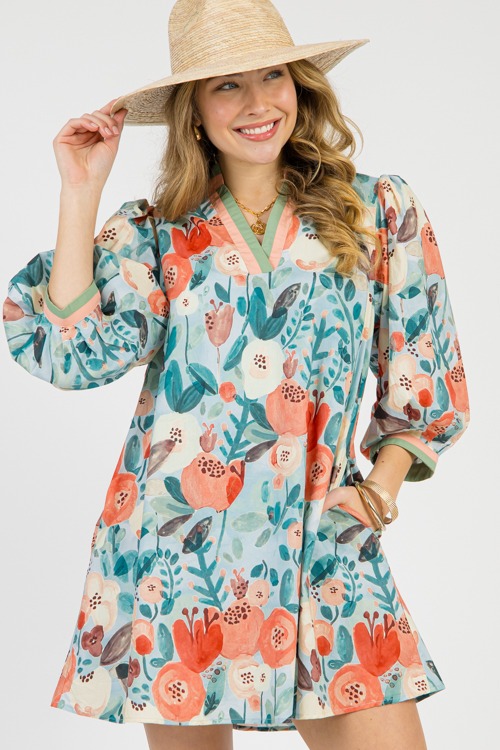 Fresh Start Floral Dress, Seafoam