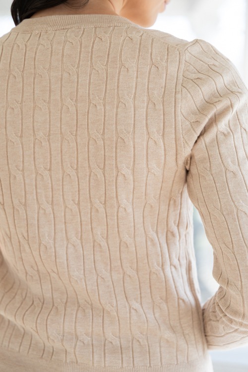 Classic Cable Cardigan, Khaki - 0130-108.jpg
