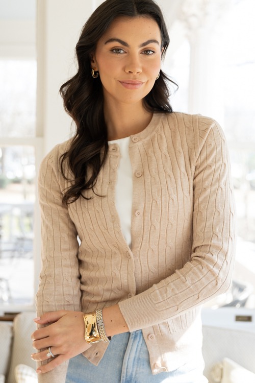 Classic Cable Cardigan, Khaki - 0130-112h.jpg