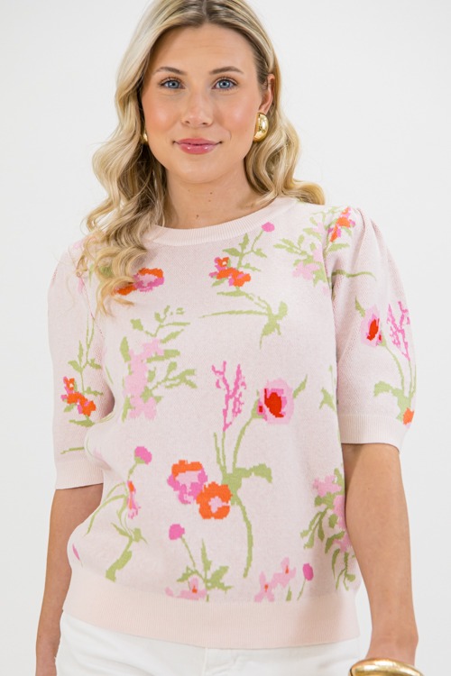 Elsie Floral Sweater, Pink