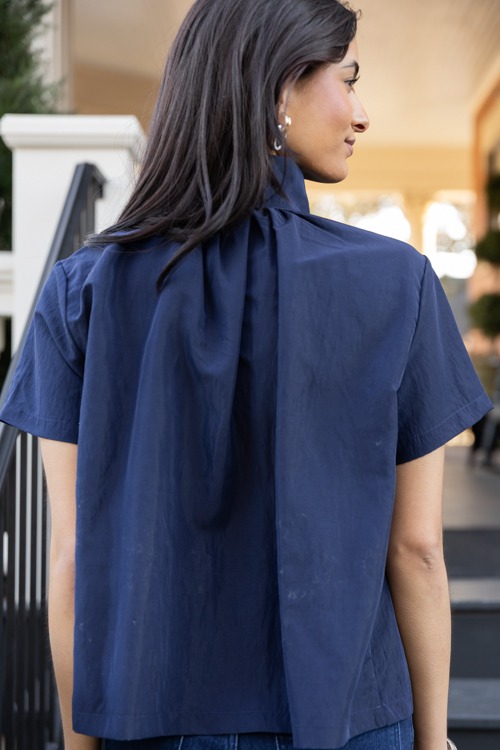 Metallic Collared Blouse, Navy - 0130-313.jpg