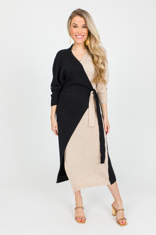 Two-Tone Wrap Sweater Maxi