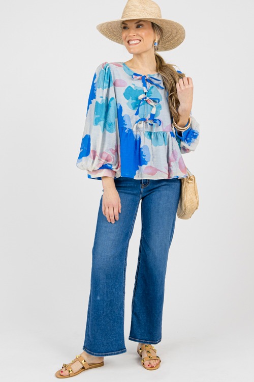 Triple Bow Printed Top, Royal - 0131-104.jpg