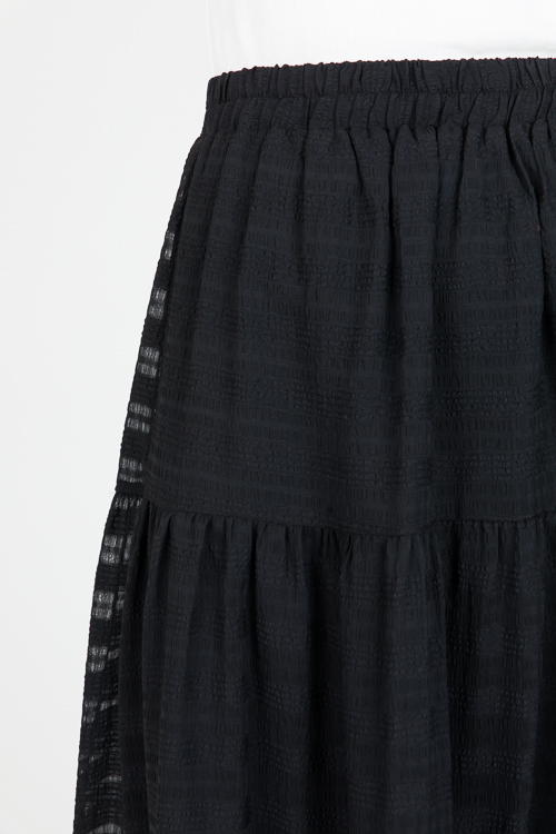 Textured Tiers Maxi Skirt, Blac