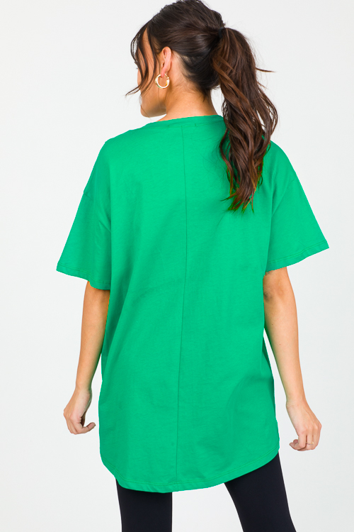 Solid Tunic Tee, Kelly Green