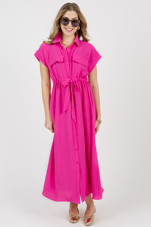 Jasper Draw Waist Maxi, Hot Pink