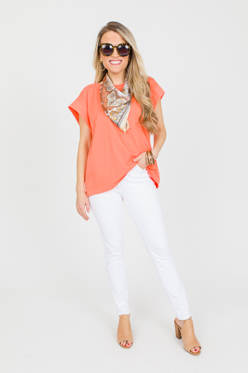 Rib Shoulder Tee, Cantaloupe