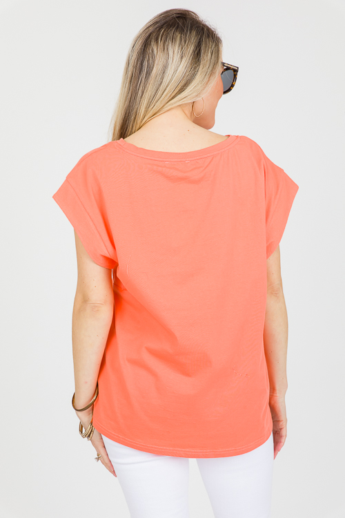 Rib Shoulder Tee, Cantaloupe