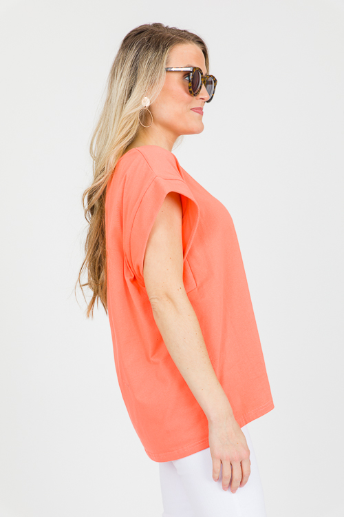 Rib Shoulder Tee, Cantaloupe