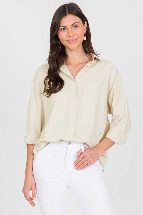 Mikayla Button Down, Oatmeal