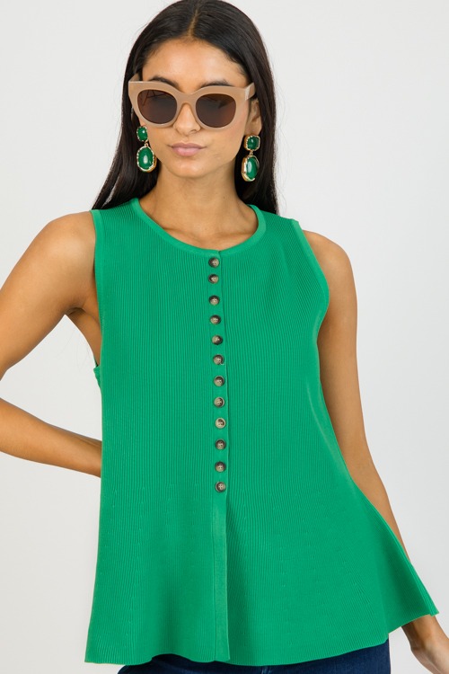 Button Up Peplum Sweater, Green - 0202-16.jpg