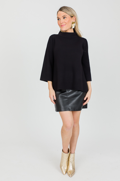 Daya Leather Skirt, Black