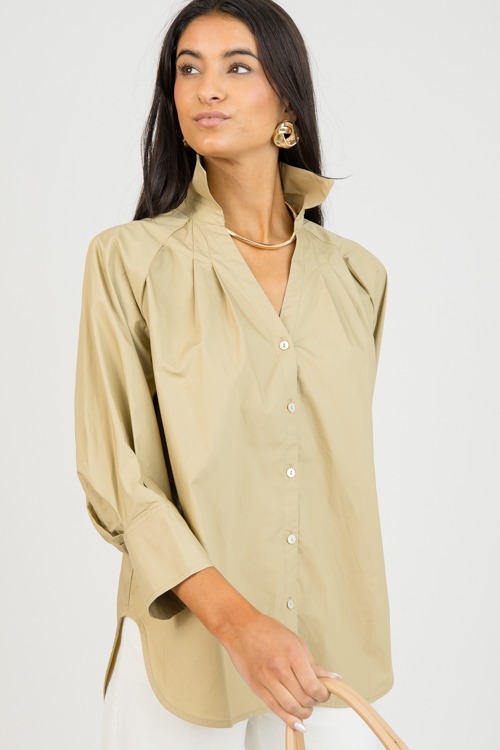 Tara Collared Button Down, Khaki - 0203-101.jpg