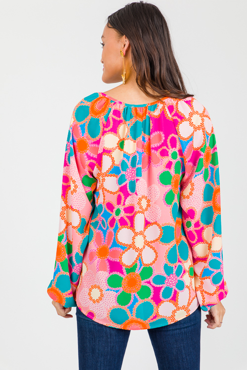 Paige Printed Top, Multi Floral - New Arrivals - The Blue Door Boutique