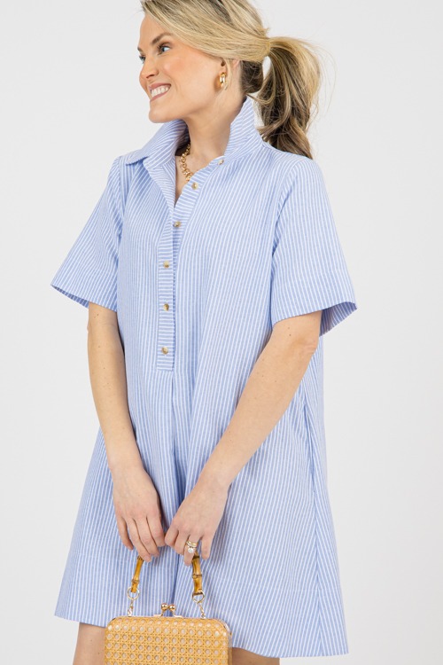 Gracen Stripe Dress, Light Blue