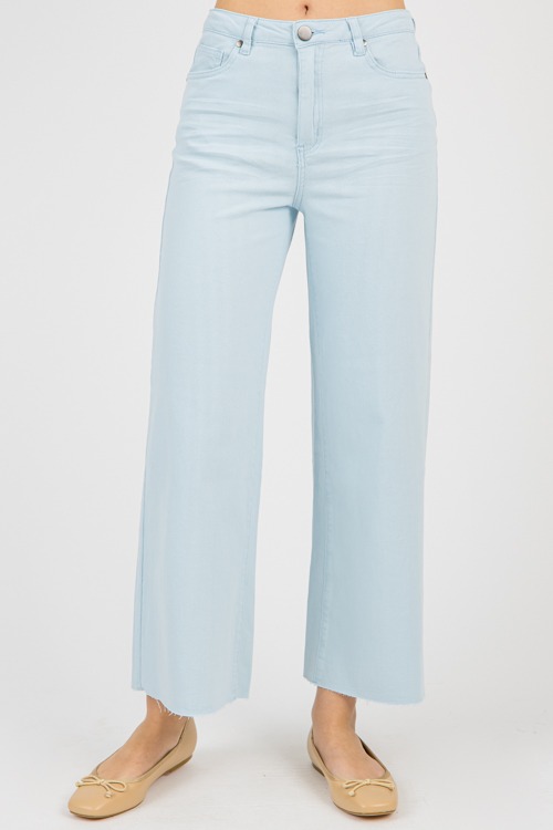 Raw Hem Wide Leg Pants, Snow Blue