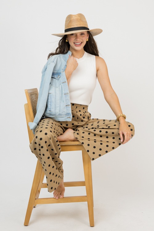 Wide Leg Polka Dot Pant, Camel - 0205-104p.jpg