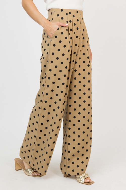 Wide Leg Polka Dot Pant, Camel - 0205-110.jpg