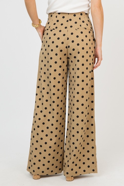 Wide Leg Polka Dot Pant, Camel - 0205-111.jpg