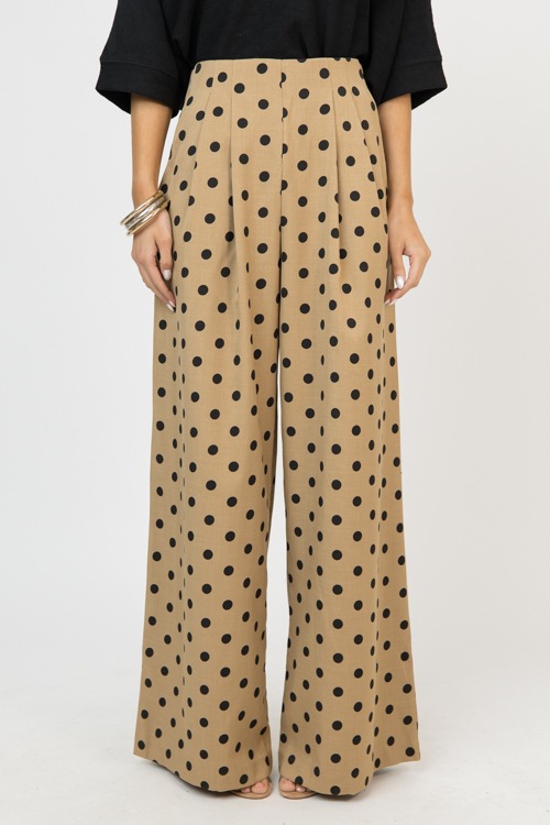 Wide Leg Polka Dot Pant, Camel - 0205-113.jpg