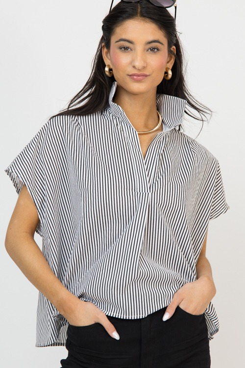 Stripe Collared Top, Black - 0205-59h.jpg