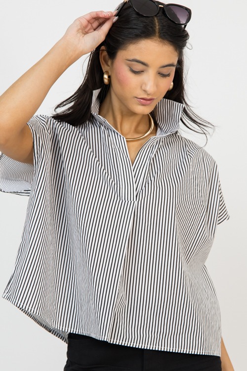 Stripe Collared Top, Black - 0205-61.jpg