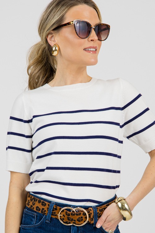 Kaley Stripe Sweater, Off White