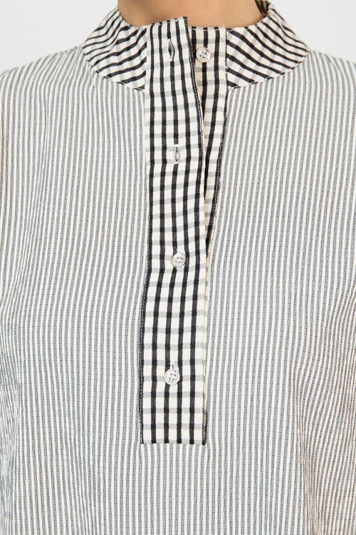 Gingham Detail Blouse, Black - 0205-90h.jpg