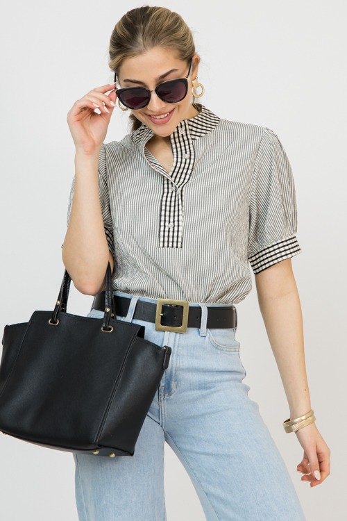 Gingham Detail Blouse, Black - 0205-94.jpg