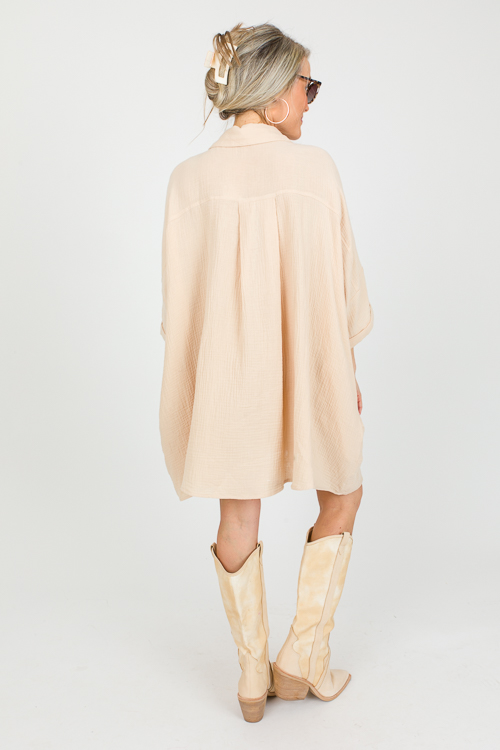 Oversize Gauze Shirt, Stone