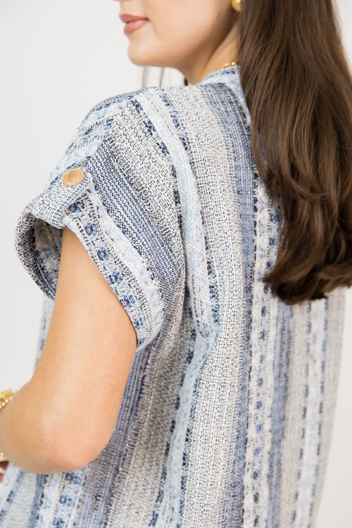 Tweed V-Neck Top, Blue - 0206-107h.jpg