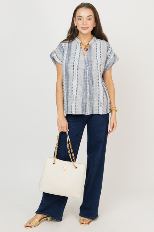 Tweed V-Neck Top, Blue - 0206-108.jpg