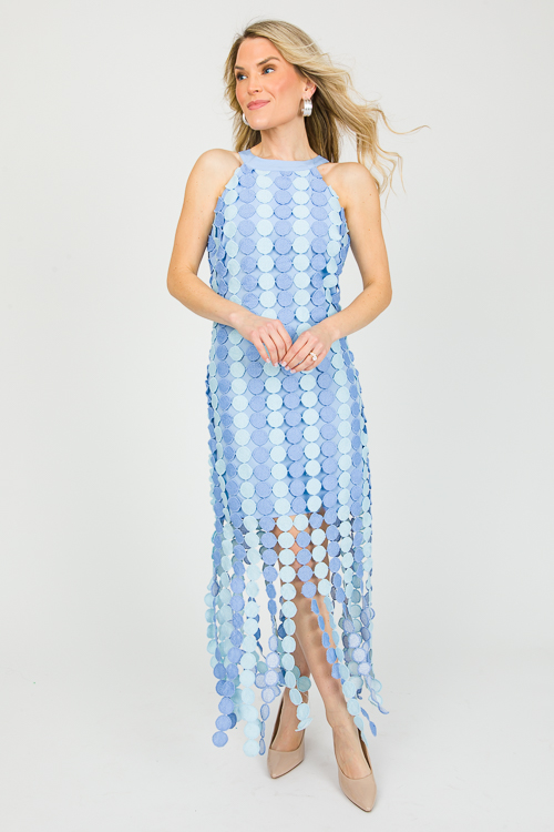 Spot On Fringe Dress, Blue
