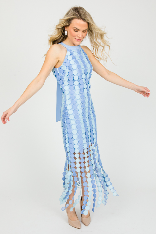 Spot On Fringe Dress, Blue