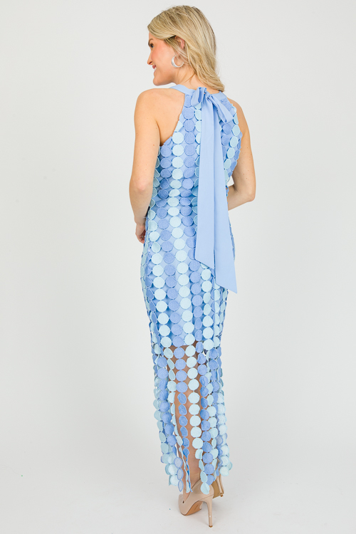 Spot On Fringe Dress, Blue