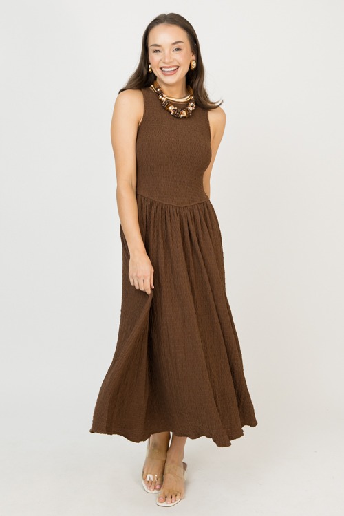 Textured Smocked Midi, Dk. Brown - 0206-12.jpg