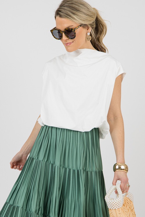 Bubble Hem Poplin Top, Off White