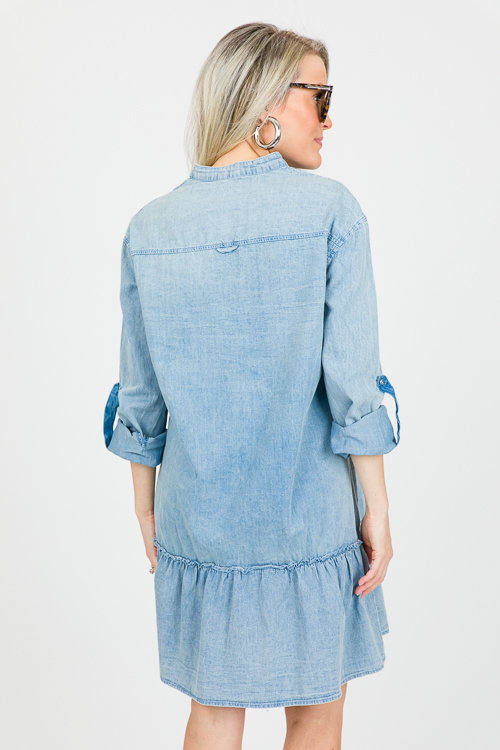 Ruffle Hem Shirt Dress & Reviews - Blue - Sustainable Dresses