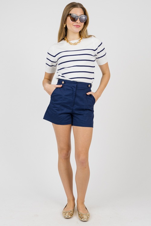 Button Detail Chino Shorts, Navy - 0206-147.jpg