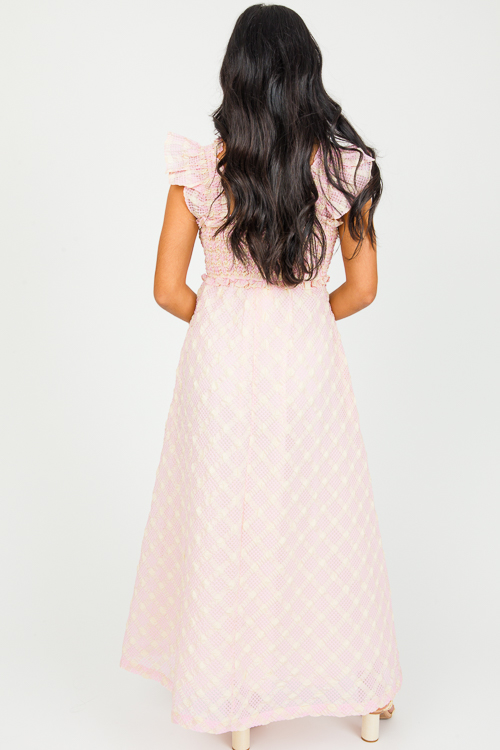 Seersucker Plaid Maxi, Pink