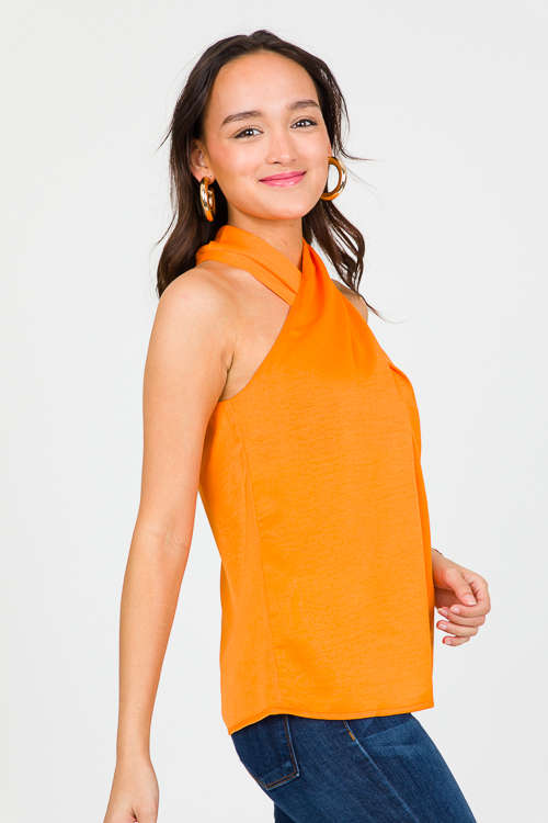 Luxe Halter Tank, Sunkissed Orange