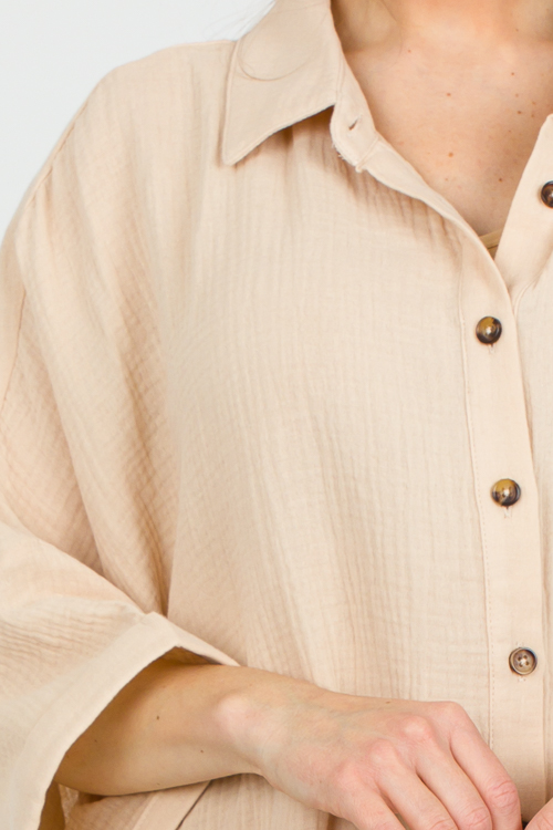 Oversize Gauze Shirt, Stone