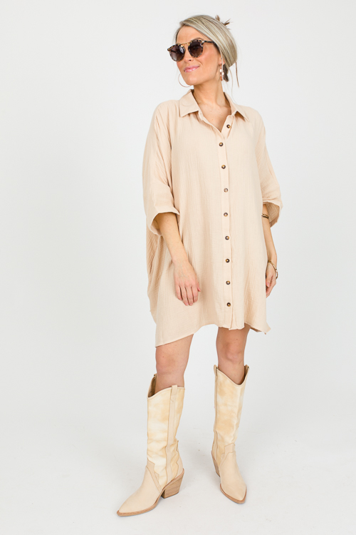 Oversize Gauze Shirt, Stone