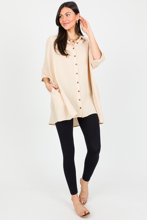 Oversize Gauze Shirt, Stone