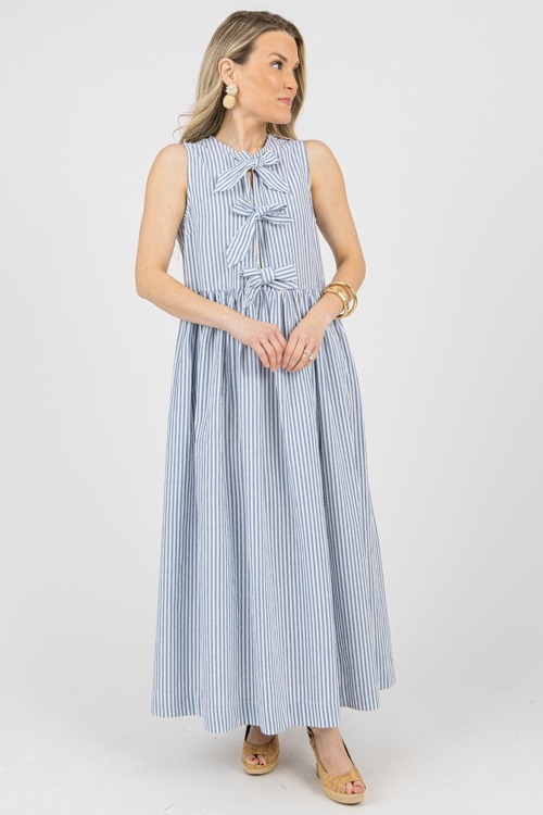 Bow Tie Stripe Maxi, Blue