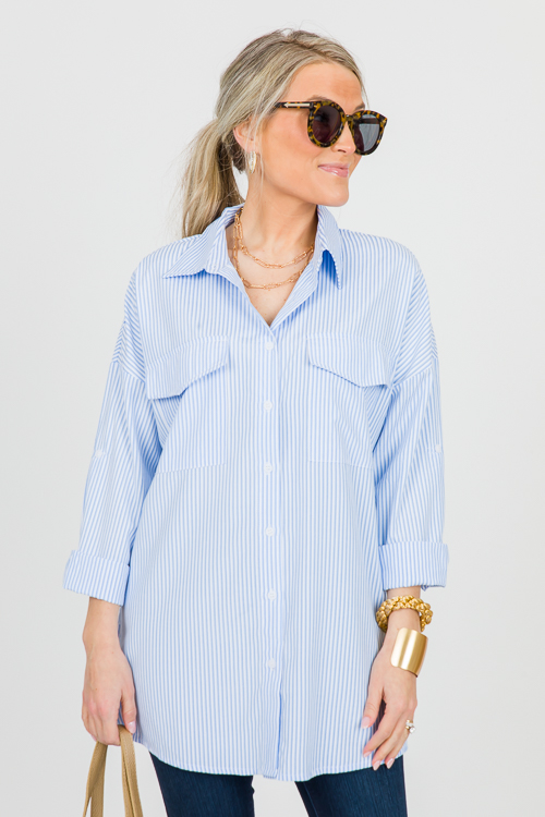 Britt Button Down, Blue Stripe