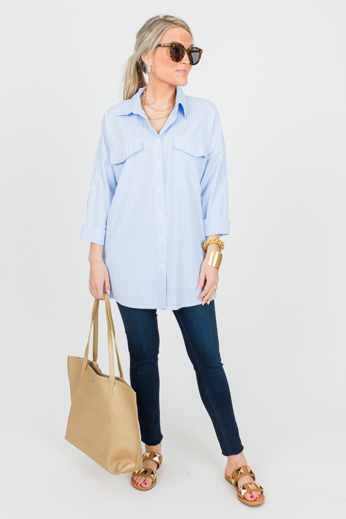 Britt Button Down, Blue Stripe