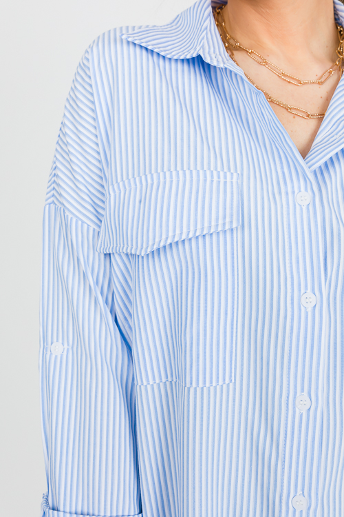 Britt Button Down, Blue Stripe