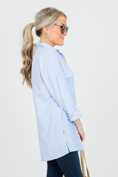 Britt Button Down, Blue Stripe